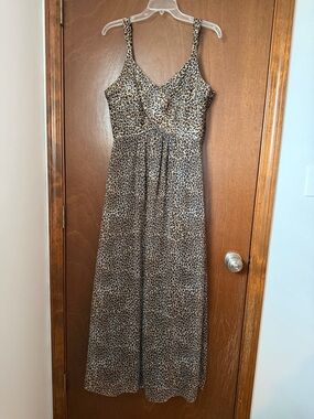 Robbie Bee Leopard-Print Sleeveless Maxi Dress - Tan & Black